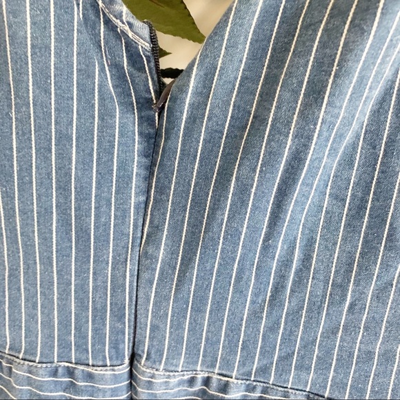 - Chelsea & Violet Womens Denim Striped Jumpsuit Blue - Picture 7 of 7